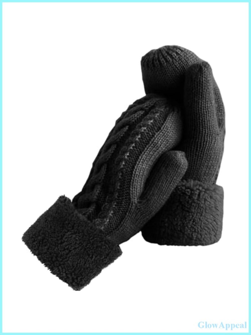 Cozy Thick Knitted Mittens for Women, Fleece Lined, Winter Warm Gloves